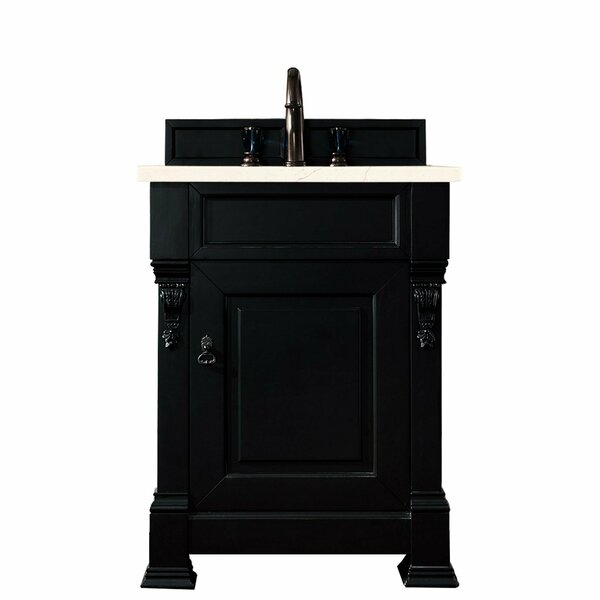 James Martin Vanities Brookfield 26in Single Vanity, Antique Black w/ 3 CM Eternal Marfil Quartz Top 147-114-V26-AQB-3EMR